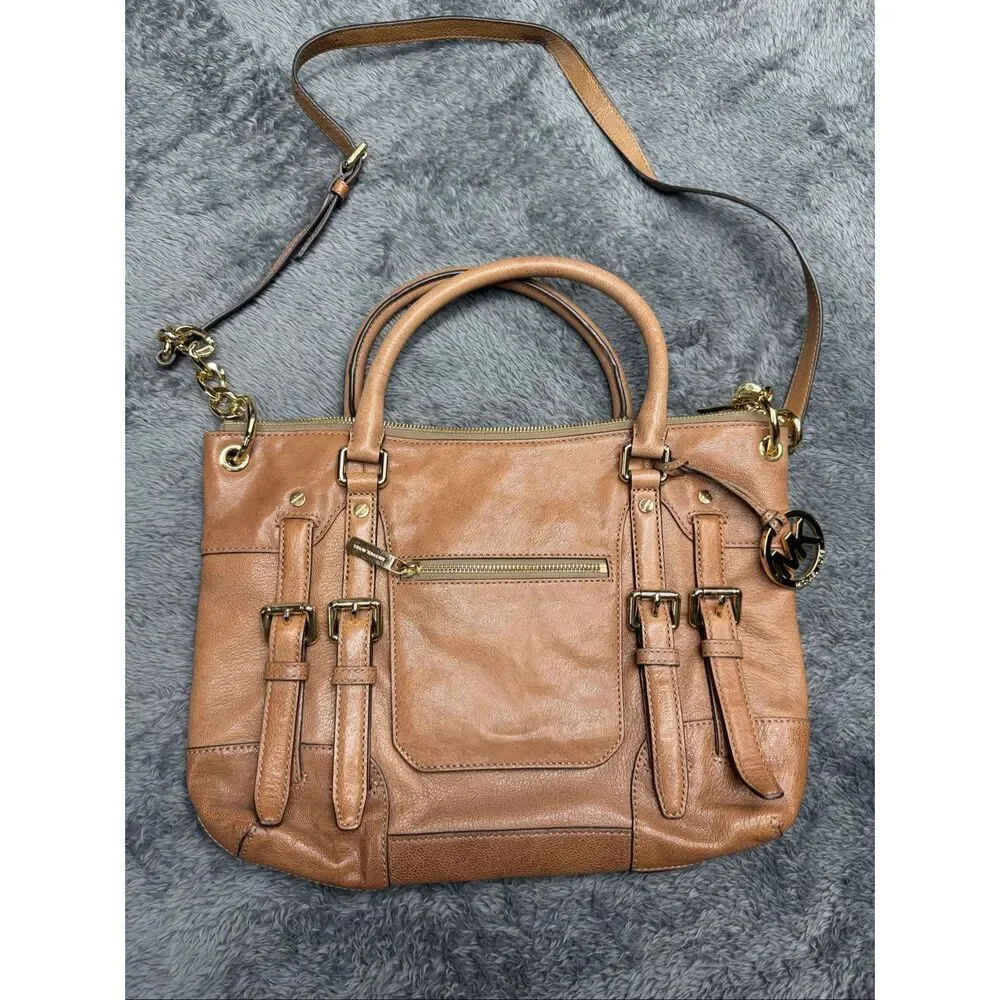 Michael Kors Brown Leather Satchel Crossbody Bag in good shape!